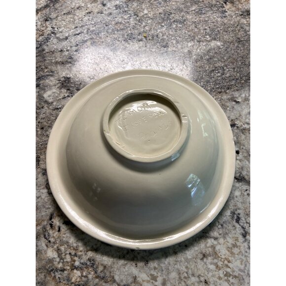 Ivory Embossed Oval Ceramic Bowl 10" Vintage Decor - Picture 5 of 5